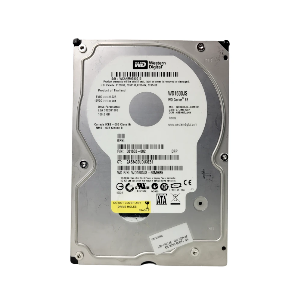 Western Digital WD1600JS Hard disk front view